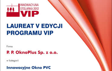 OknoPlus laureatem konkursu VIP Innowacyjna Stolarka